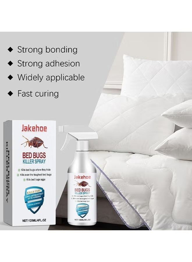 Jakehoe 120ml Bed Bugs Killer Spray, Roach & Fly Killer Spray, النشاطات القائمة على النباتات تقتل الحشرات والبق على الاتصال, غير الدهنية, طارد داخلي البراغيث البق البق السرير, لا بقع, رائحة طازجة - Image 2