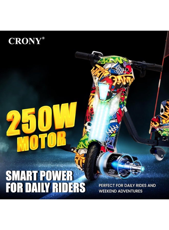 Crony D02 Drift Car, Electric Drift Car, Drift Trike, Electric Drift Trike, Drift Scooter, Drift Kart, Electric Drift Kart, Ride On Drift Car, Kids Drift Car, Electric Ride On Car, Kids Electric Vehicle, Ride On Toy Car, Battery Powered Drift Car, 18KM/H High Speed Drift Car, LED Lights Drift Car, RGB Lights Drift Trike, Drift Car with Bluetooth Speaker, Rechargeable Battery Drift Car, Powerful Motor Drift Scooter, Wide Rear Wheels Drift Trike, Electric Drift Car for Kids Boys Girls Teens, Outdoor Ride On Drift Toy, Racing Drift Vehicle for Children Football Street Dance - Image 2