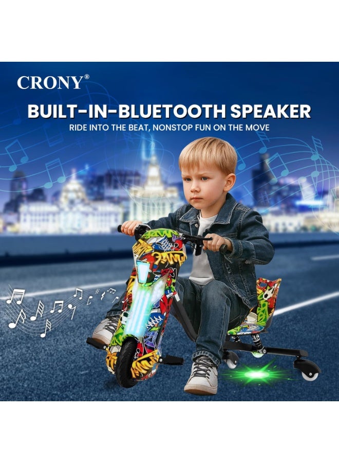 Crony D02 Drift Car, Electric Drift Car, Drift Trike, Electric Drift Trike, Drift Scooter, Drift Kart, Electric Drift Kart, Ride On Drift Car, Kids Drift Car, Electric Ride On Car, Kids Electric Vehicle, Ride On Toy Car, Battery Powered Drift Car, 18KM/H High Speed Drift Car, LED Lights Drift Car, RGB Lights Drift Trike, Drift Car with Bluetooth Speaker, Rechargeable Battery Drift Car, Powerful Motor Drift Scooter, Wide Rear Wheels Drift Trike, Electric Drift Car for Kids Boys Girls Teens, Outdoor Ride On Drift Toy, Racing Drift Vehicle for Children Football Street Dance - Image 4