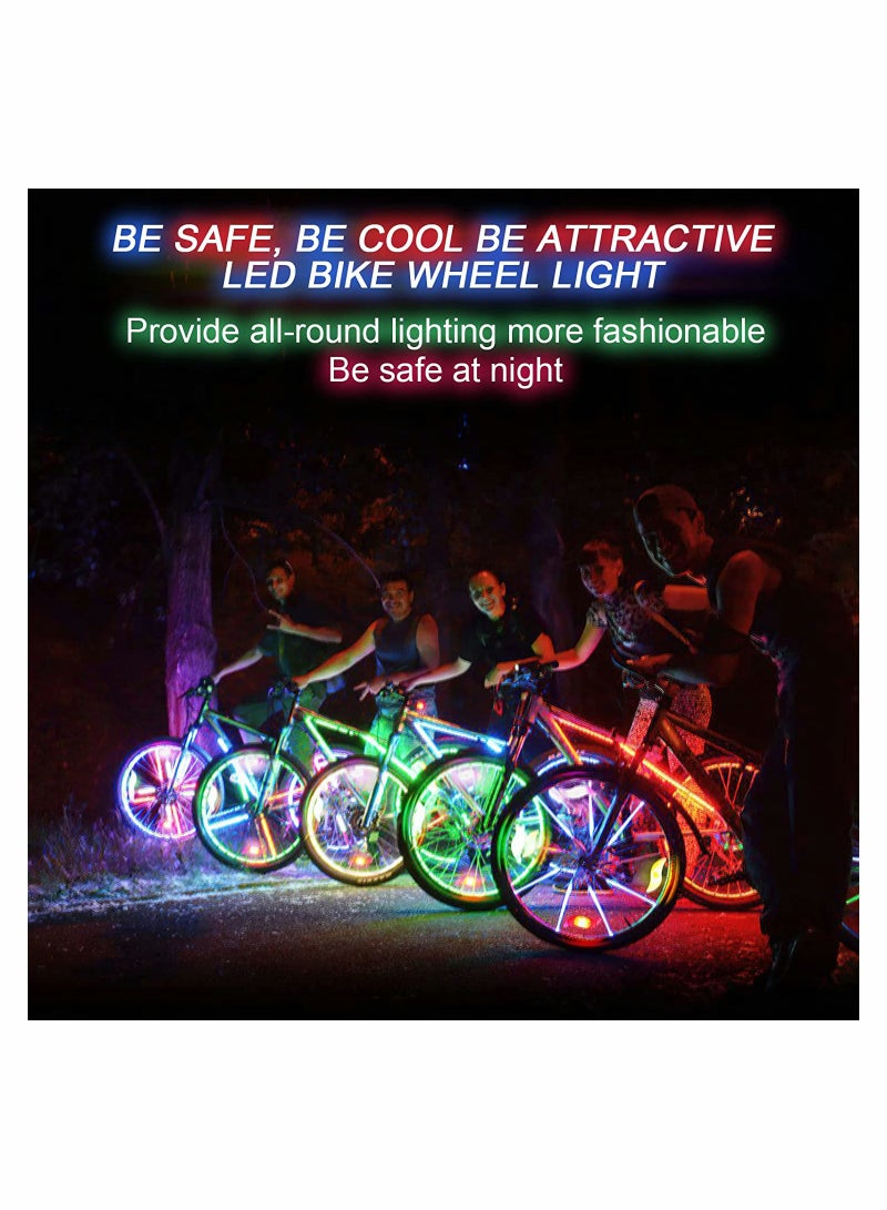 Luckam 4Pcs Bike Spoke Light Waterproof Easy Install Wheel Spoke Lights LED Neon Tire Flash L with 3 Flash Modes for Both Adults Kids Bike - Image 2