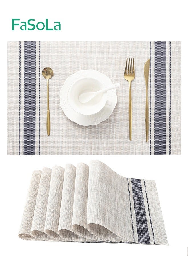Fasola 6 Pieces Place Mats Resistant Waterproof Oilproof Anti Slip Tablemats for Dining Table 45*30CM  - Image 1