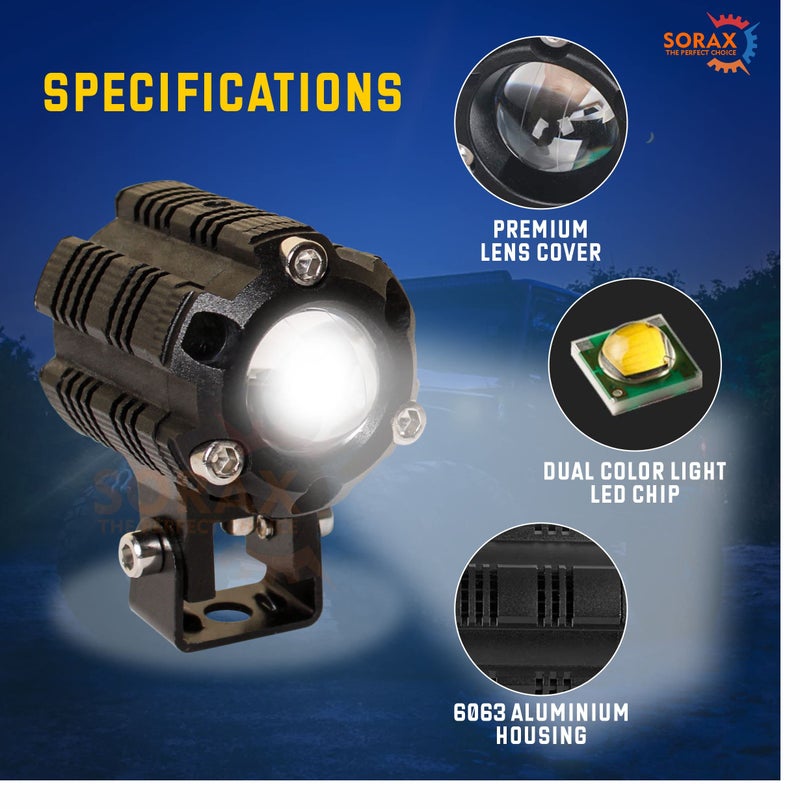 SORAX 40W LED Auxiliary Lights Mini Spotbeam Driving Lights High Low Beam with Dual Color (White &Yellow) Compatible with All Bike/Jeep & Trucks (20w+20w, Pack 2) - Image 2