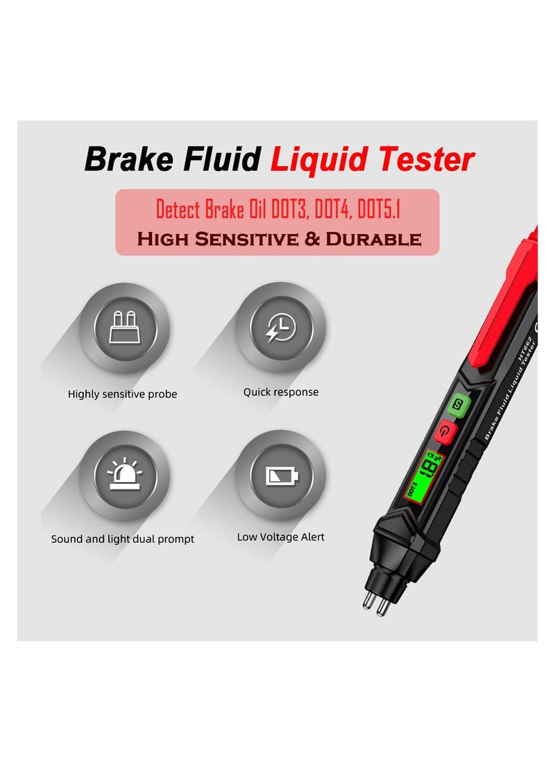SYOSI - Brake Fluid Tester Pen, Automotive Brake Fluid Content Detector, Vehicle Brake Diagnostic Testing Tool, Hydraulic Fluid Liquid Tester Pen Oil Moisture Tester Analyzer Meter for DOT3 DOT4 DOT5.1 - Image 1