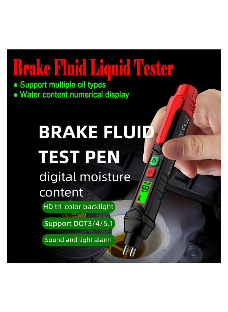 SYOSI - Brake Fluid Tester Pen, Automotive Brake Fluid Content Detector, Vehicle Brake Diagnostic Testing Tool, Hydraulic Fluid Liquid Tester Pen Oil Moisture Tester Analyzer Meter for DOT3 DOT4 DOT5.1 - Image 1