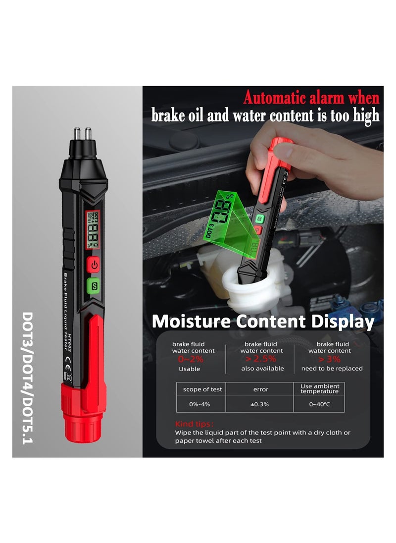 SYOSI - Brake Fluid Tester Pen, Automotive Brake Fluid Content Detector, Vehicle Brake Diagnostic Testing Tool, Hydraulic Fluid Liquid Tester Pen Oil Moisture Tester Analyzer Meter for DOT3 DOT4 DOT5.1 - Image 1