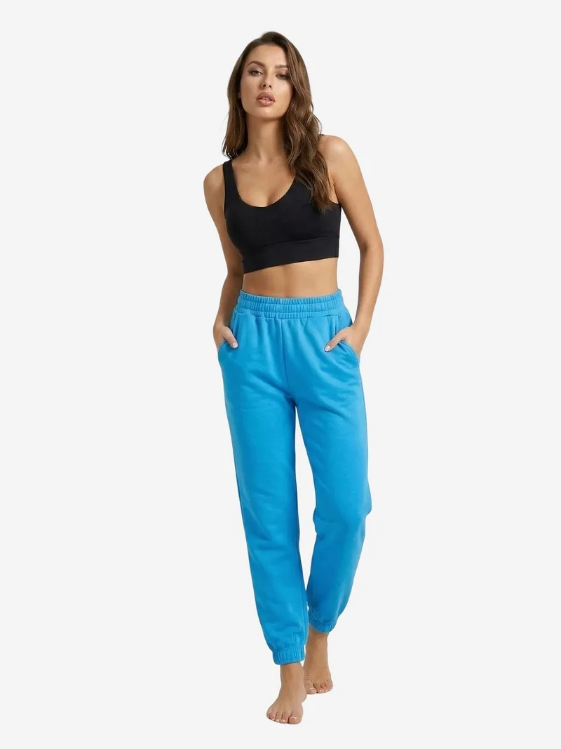 My Fashion Maya Blue MY FASHION Elastic Waist Jogger Sweatpants for Women | Best Price UAE