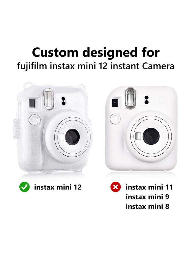 Rieibi Clear Case Compatible with Fuji Instax Mini 12 - Glitter Case Bag for Fujifilm Instax Mini 12 Instant Camera with Back Pocket, Strap and Photo Album - Glitter Clear - Image 5