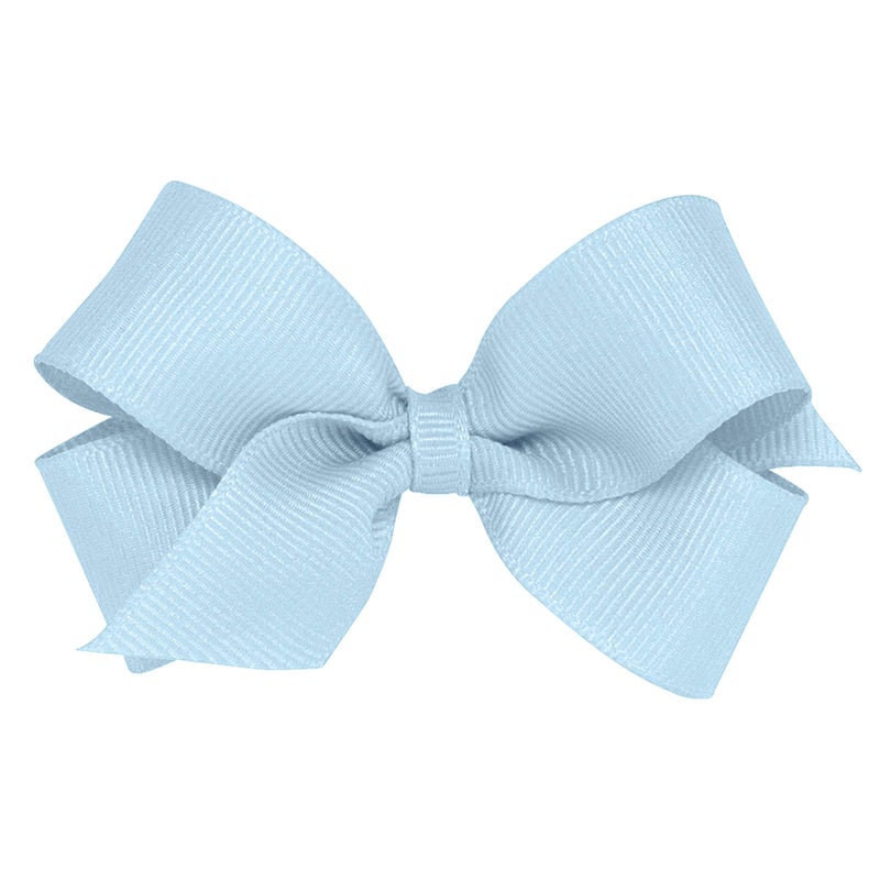 Wee Ones Girls' Plain Wrap Classic Grosgrain Hair Bows on a WeeStay No-Slip Hair Clip, Handmade, Mini, Millennium Blue - Image 1
