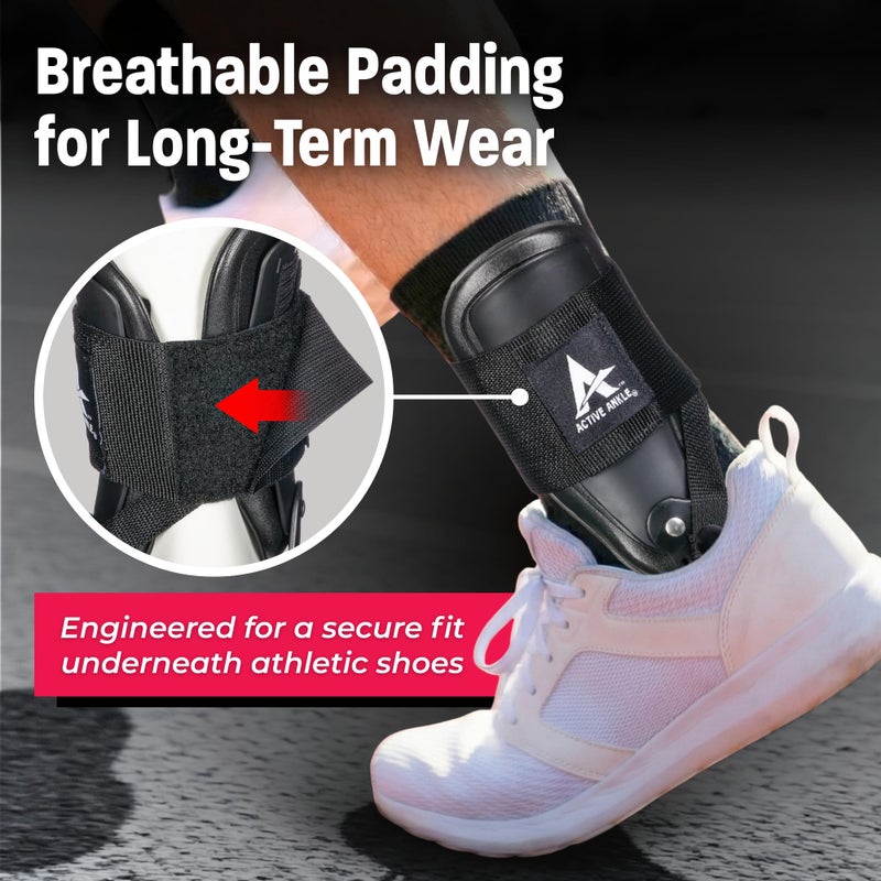 Cramer Active Ankle T2 Ankle Brace, Medium, Black, Rigid Support for Men 7-10 & Women 8-11 Shoe Size, Adjustable Brace for Sprains, Volleyball & Cheerl, Lightweight EVA Padding,Fits Left or Right Foot - Image 4