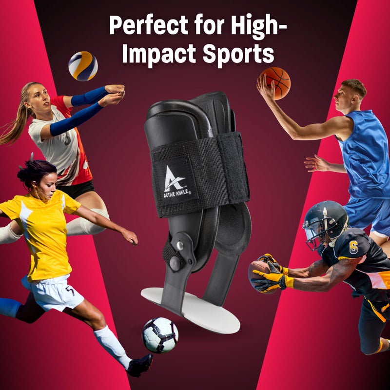 Cramer Active Ankle T2 Ankle Brace, Medium, Black, Rigid Support for Men 7-10 & Women 8-11 Shoe Size, Adjustable Brace for Sprains, Volleyball & Cheerl, Lightweight EVA Padding,Fits Left or Right Foot - Image 5