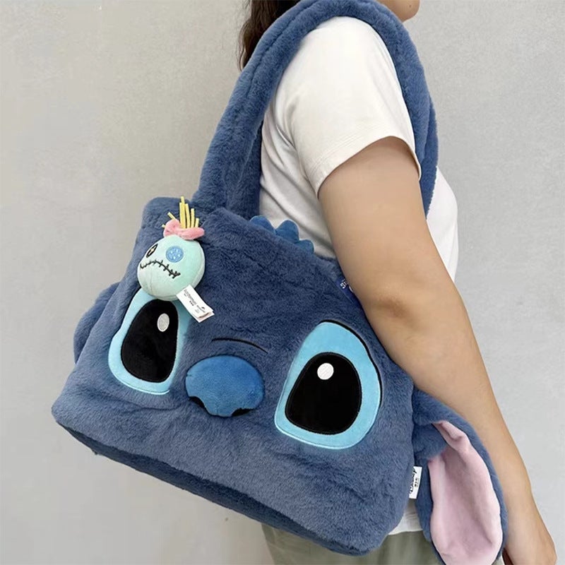 Genuine Plush Handbag Stitch Cute Shoulder Bag Cute Girl Bag Large Capacity Birthday Gift - Image 1