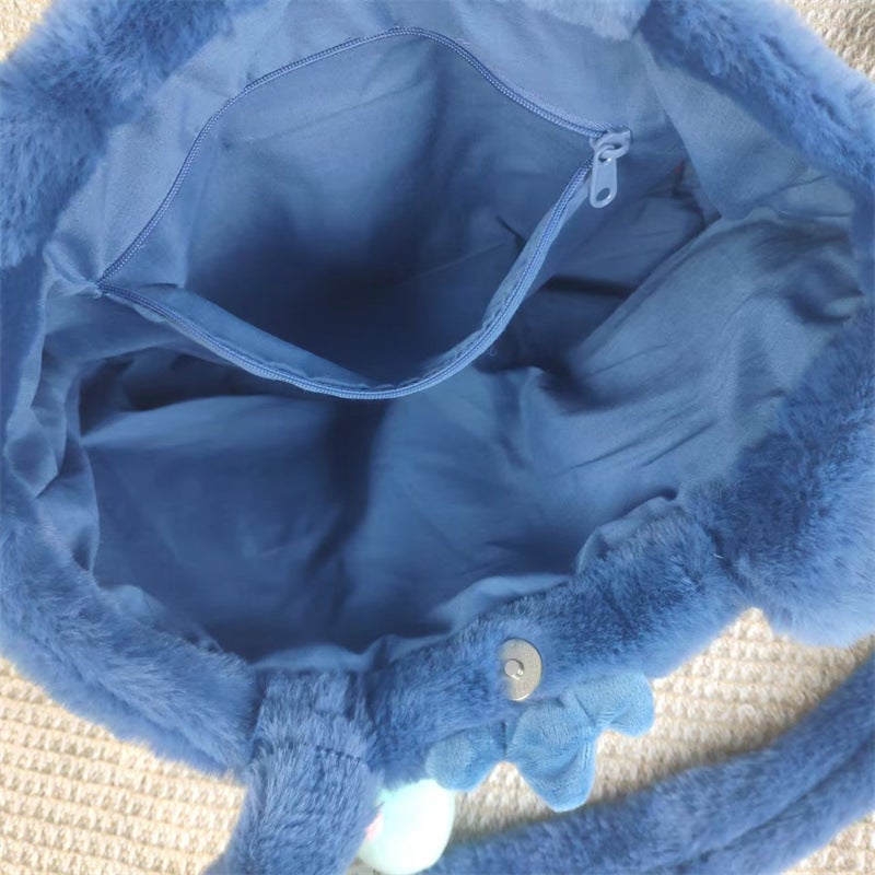Genuine Plush Handbag Stitch Cute Shoulder Bag Cute Girl Bag Large Capacity Birthday Gift - Image 4