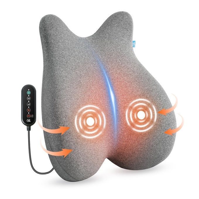 HEATED LUMBAR SUPPORT PILLOW FOR OFFICE CHAIR ERGONOMIC BACK SUPPORT CUSHION WITH VIBRATION MEMORY FOAM CHAIR BACK MASSAGER GIFTS FOR MOMDAD