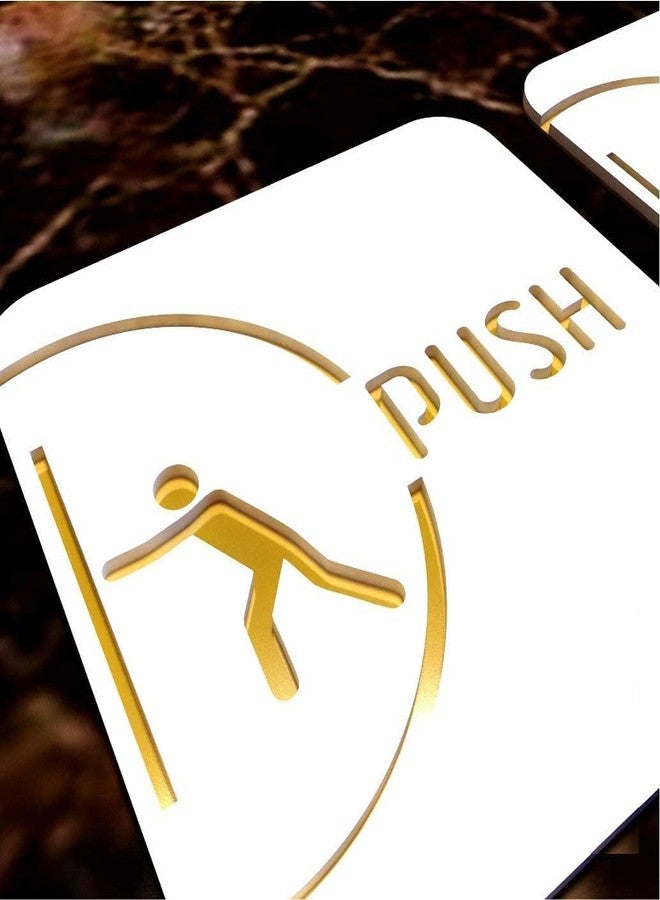 Asmi Collections White & Gold Self Adhesive 3D Acrylic Pull Push Sign (12x12 Cm) - Image 3