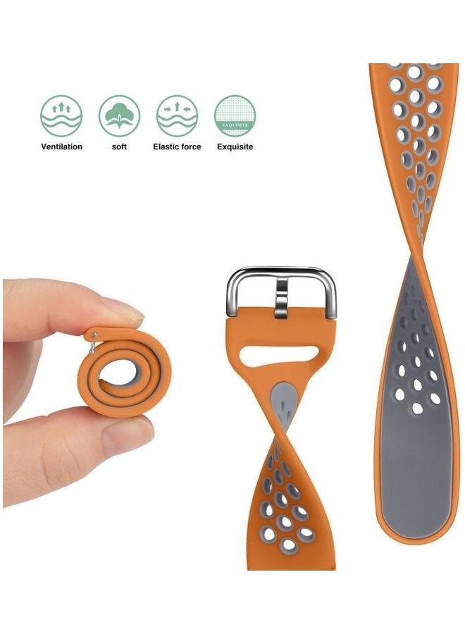 NIBEMINENT Silicone Double Color Wrist Strap For Galaxy Watch 46 / S3 Huawei GT 1 2 22mm Orange/Grey - Image 2