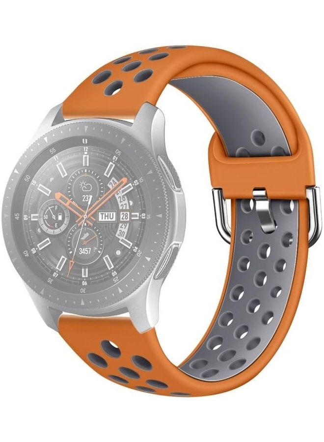 NIBEMINENT Silicone Double Color Wrist Strap For Galaxy Watch 46 / S3 Huawei GT 1 2 22mm Orange/Grey - Image 1