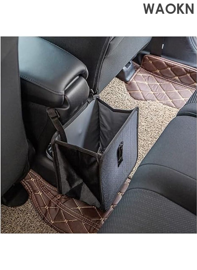WAOKN Foldable Trash Can , Hanging Waterproof Leakproof Storage Bag , with Large Capacity , Car Interior Accessories , Multi functional garbage bin for storage , Suspended car seat trash can , 15*15*27cm , black . - Image 3