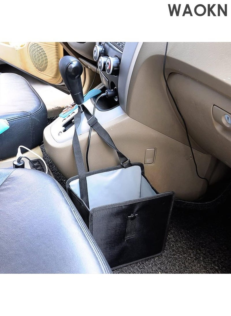 WAOKN Foldable Trash Can , Hanging Waterproof Leakproof Storage Bag , with Large Capacity , Car Interior Accessories , Multi functional garbage bin for storage , Suspended car seat trash can , 15*15*27cm , black . - Image 5