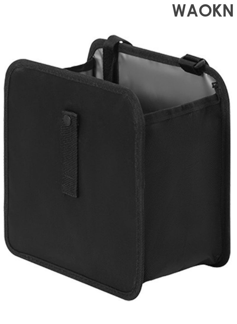 WAOKN Foldable Trash Can , Hanging Waterproof Leakproof Storage Bag , with Large Capacity , Car Interior Accessories , Multi functional garbage bin for storage , Suspended car seat trash can , 15*15*27cm , black . - Image 1