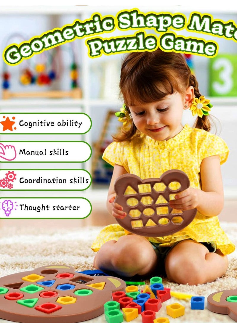 Excefore Shape Matching Game Color Sensory Educational Toy, Geometric Shape Matching Puzzle Game, Color Learning Board Game, Montessori Toys Board Game for Kids Boys Girls - Image 2