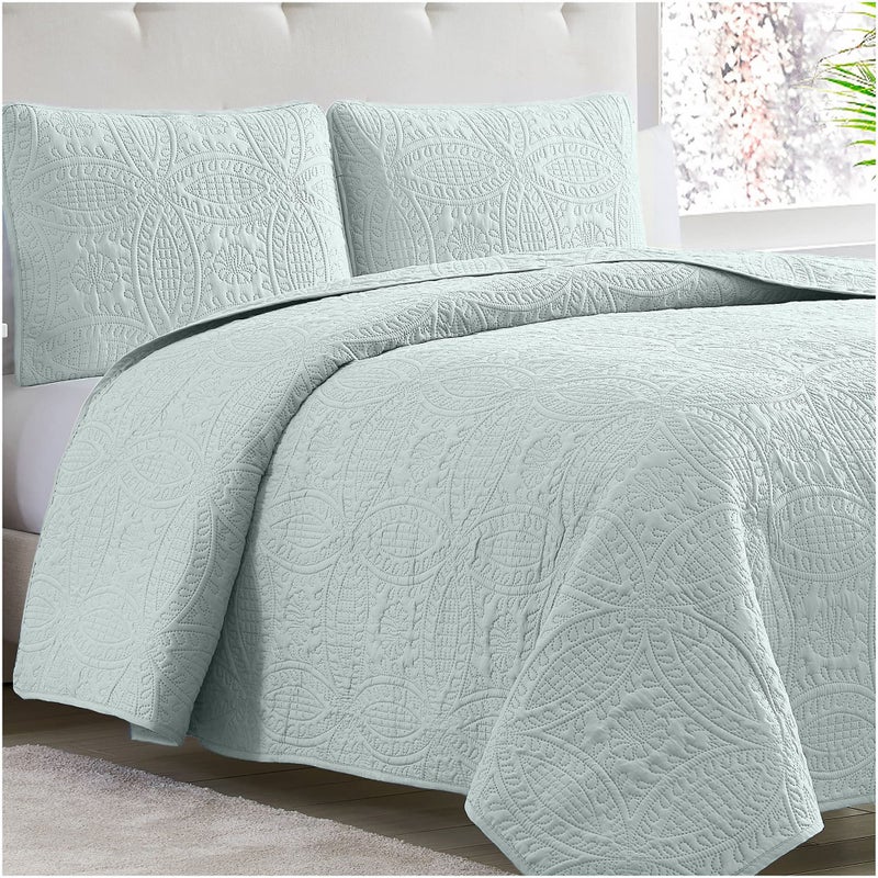 Mellanni Twin Bedspread Coverlet Set  Bedding Cover with Sham  Ultrasonic Quilting Technology  2 Piece Oversized Quilt Set  Bedspreads  Coverlets Twin Spa Mint