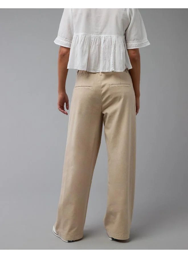 American Eagle AE Stretch Linen-Blend High-Waisted Wide-Leg Trouser