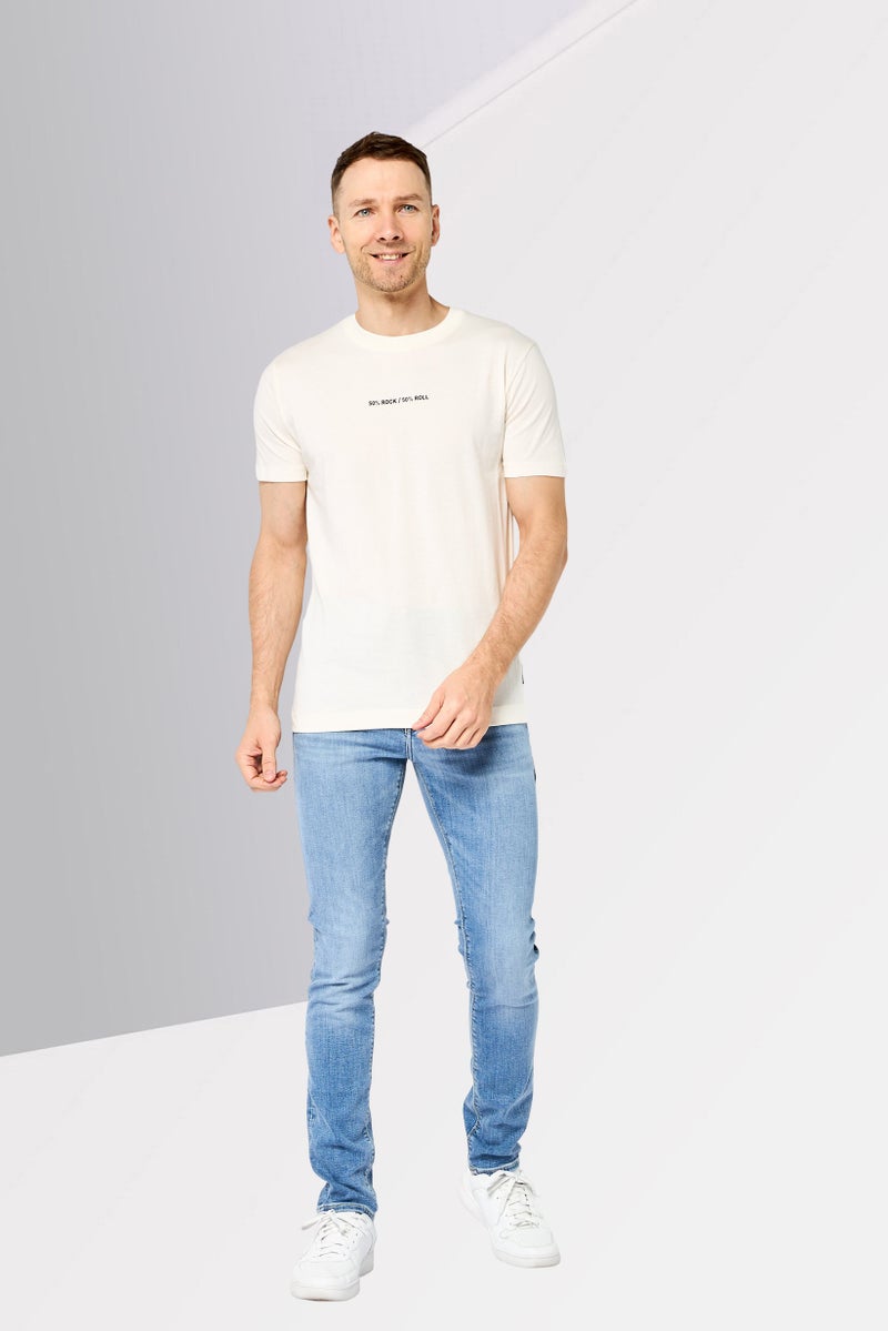 JOHN RICHMOND Men Crew Neck Short Sleeve Graphic Print T-shirt, Cream - Image 2