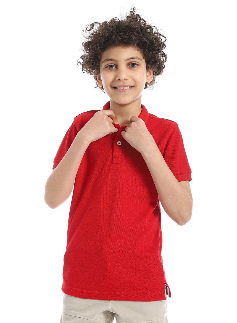 Andora Boys Elite Pique Polo shirt_Red - Image 1