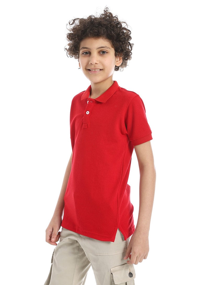 Andora Boys Elite Pique Polo shirt_Red - Image 2