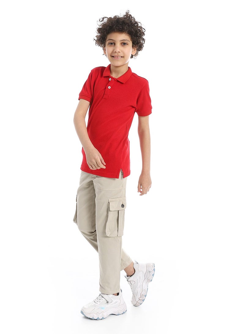 Andora Boys Elite Pique Polo shirt_Red - Image 4
