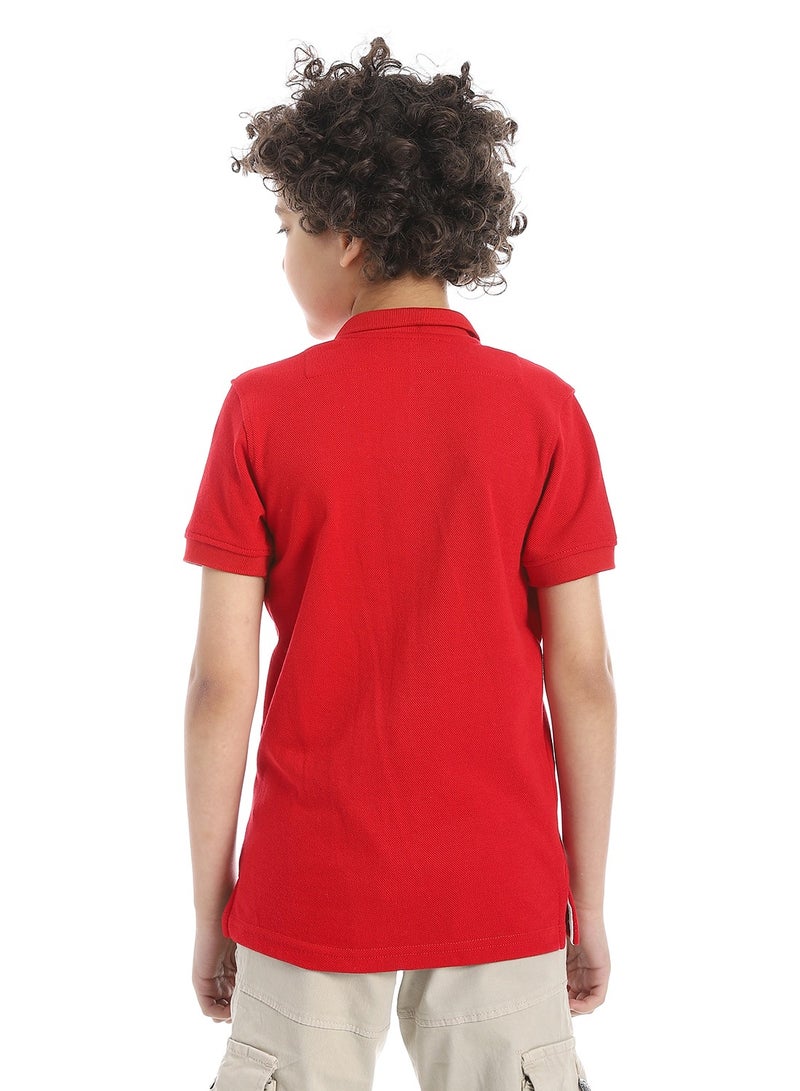 Andora Boys Elite Pique Polo shirt_Red - Image 3