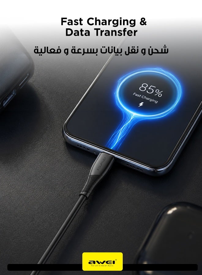 أوي كيبل شحن سريع تايب سي إلى تايب سي بقدرة 60 واط  - طول 1 متر، مصنوع من مواد عالية الجودة مع نواة نحاسية مقاومة للحرارة، متوافق مع أجهزة آيفون 17 و آيفون 16 و آيباد و أجهزة USB-C الأخرى. - Image 3