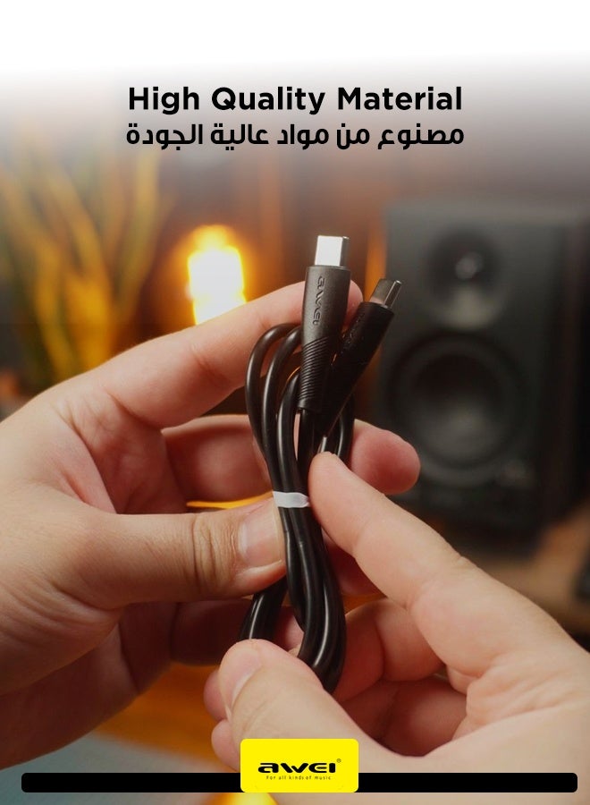 أوي كيبل شحن سريع تايب سي إلى تايب سي بقدرة 60 واط  - طول 1 متر، مصنوع من مواد عالية الجودة مع نواة نحاسية مقاومة للحرارة، متوافق مع أجهزة آيفون 17 و آيفون 16 و آيباد و أجهزة USB-C الأخرى. - Image 4