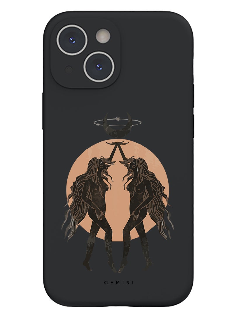 Theodor Protective Slim Fit Case Liquid Silicone Cover with Full Body Protection Anti-Scratch Shockproof Case For iPhone 15 Plus Black - FORZA160 Gemini - Image 1