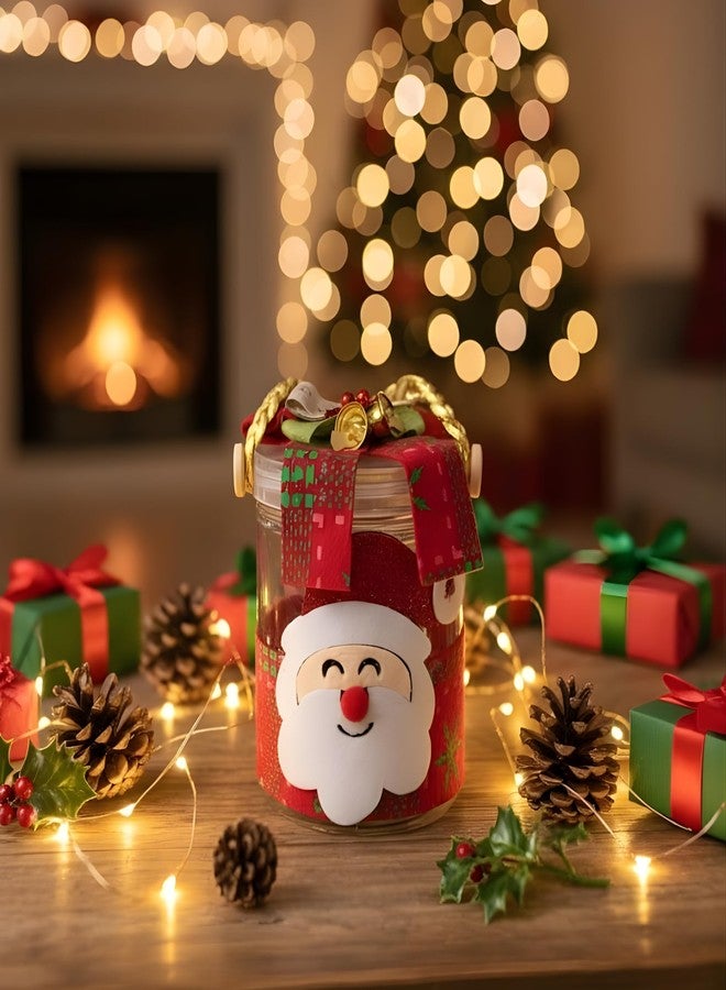 Crackles Christmas Party Decoration Jar with Santa & Snowman Face | Decorative Storage Jar for Gifts for Candies & Party Décor | Xmas Decoration Item Pack of 1 - Image 1