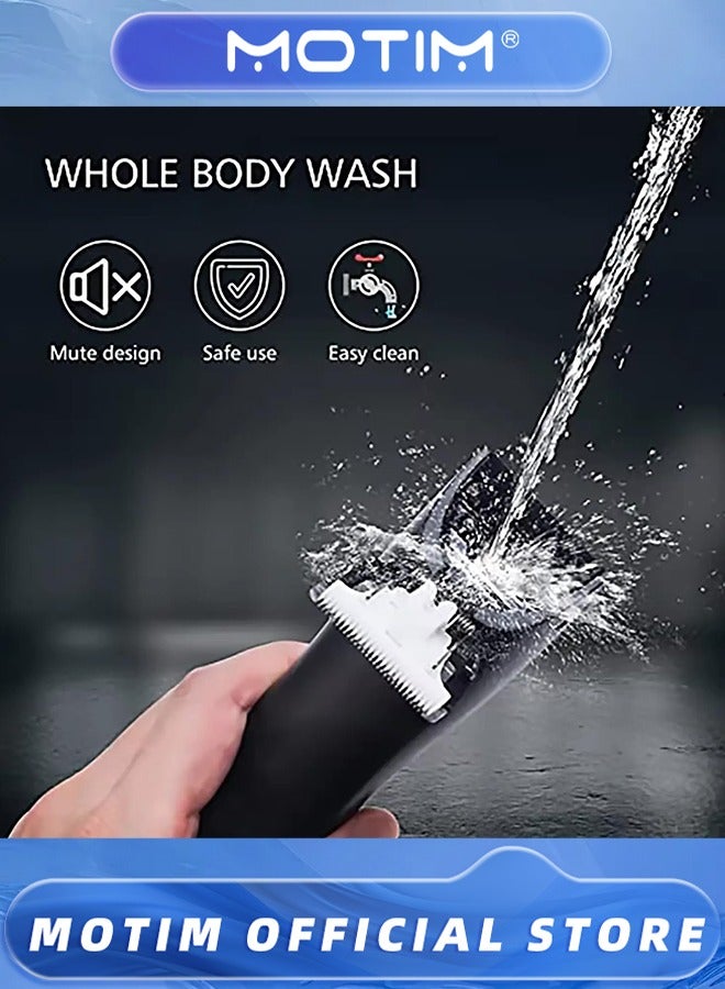 موتيم ماكينة تشذيب شعر الجسم ، مقص رطب / جاف مقاوم للماء مع رصيف شحن دائم ، مغارة للجسم للرجال - Image 2