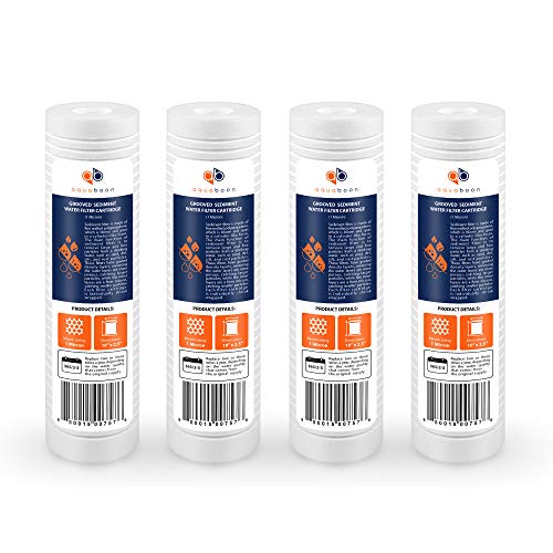 Aquaboon Whole House 1 Micron 10 x 2.5 PP Grooved Sediment Water Filter Cartridge Replacement Compatible with AP110, WHKF-GD05, CFS110, P5, 4-Pack - Image 1