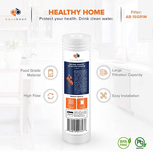 Aquaboon Whole House 1 Micron 10 x 2.5 PP Grooved Sediment Water Filter Cartridge Replacement Compatible with AP110, WHKF-GD05, CFS110, P5, 4-Pack - Image 4