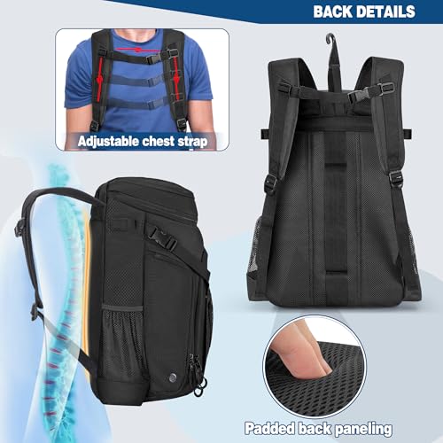 Smasrob Baseball Bag for Adult and Youth, Baseball Backpack Softball Bag with Helmet Holder, Shoe Compartment and Fence Hook, Black - Image 5