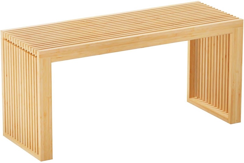 APRTAT Bamboo Dining Bench, 35 inch Farmhouse Decor Indoor Kitchen Table Bench, Entryway Shoe Rack Bench Solid Bamboo Benches for Living Room, Hallway, Bedroom, Bathroom (Nature, Long-Outdoor) - Image 5