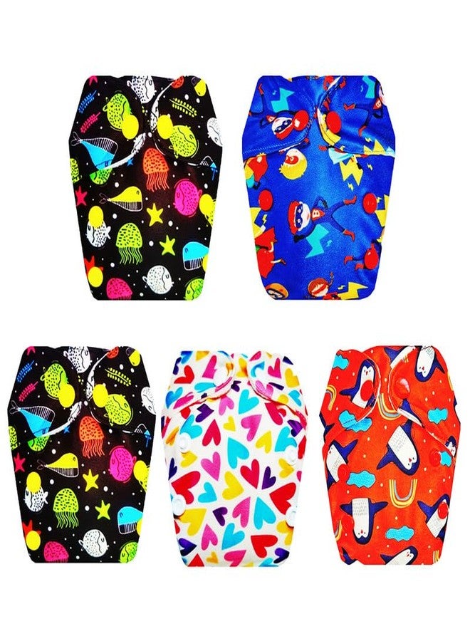 Dumbledo Premium Newborn Cloth Diaper with Integrated Insert (Pack of 5) | Dry Feel and Comfortable | Breathable | Easy to Clean | Ideal for Toddlers | 0 - 4 Months | Unisex Baby - Image 1