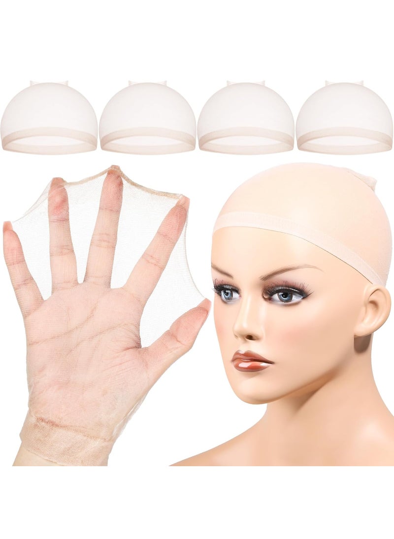 FANDAMEI - Fandamei HD Nylon Wig Caps Ultra Thin 4PCS Super Thin Wig Caps Nude Nylon Wig Cap for Women Stretchy Natural Transparent HD Wig Caps for Lace Front Wigs Summer Wear Comfortable Wig CapNude - Image 1
