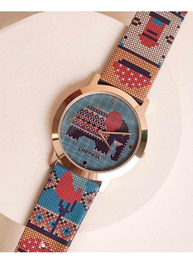 Chumbak TEAL BY CHUMBAK Tribal Elephant Aztec Watch - Multicolour  - Image 1