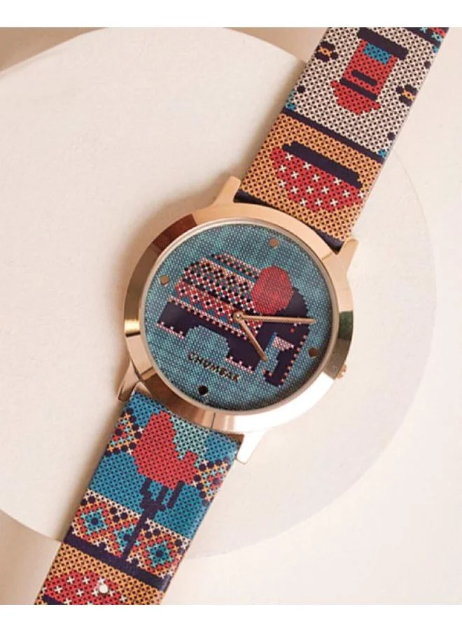 Chumbak TEAL BY CHUMBAK Tribal Elephant Aztec Watch - Multicolour