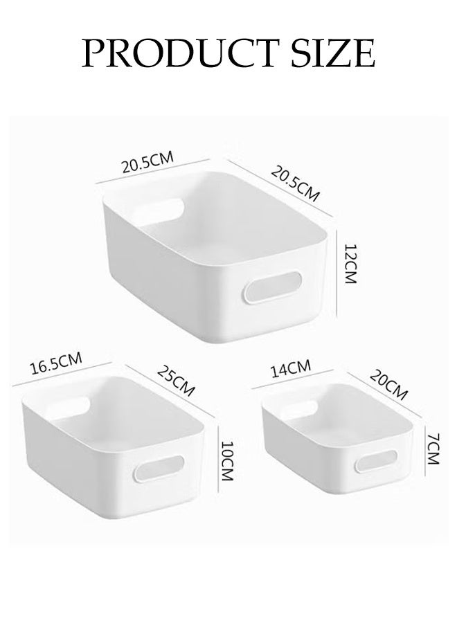 DUNISO 3-Pack Storage Bin,Small Plastic  Containers for Organizing with Handles,Multi-Use Durable Cabinet Organizer for Closets, Shelves and Countertops (White) - Image 2