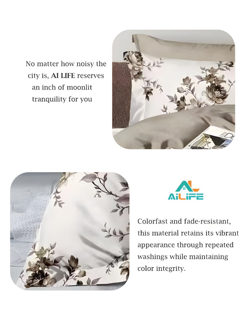 Luxurious King Size Bedsheet Set - 6 Piece High Quality Bedsheet Set 1 Duvet Cover with 1 Fitted Sheet and 4 Pillowcases - Soft and Breathable Microfiber Cotton for All Seasons