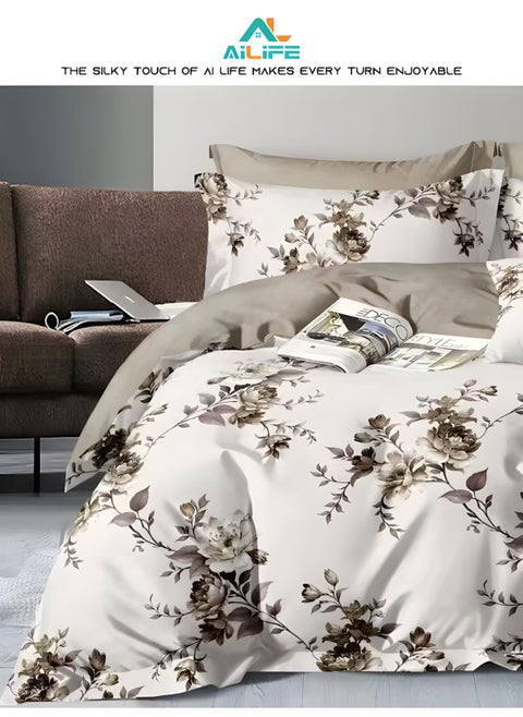 Luxurious King Size Bedsheet Set - 6 Piece High Quality Bedsheet Set 1 Duvet Cover with 1 Fitted Sheet and 4 Pillowcases - Soft and Breathable Microfiber Cotton for All Seasons