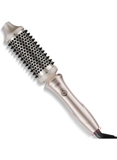 TYMO TYMO Thermal Brush Heated Round Brush  STYLUX Blowout Volumizer with FlexiFit Tech for Hair Straightening Curling Styler Tool Hair Straightener and Curler 2 in 1 Dual Voltage Quick  Easy Gold 