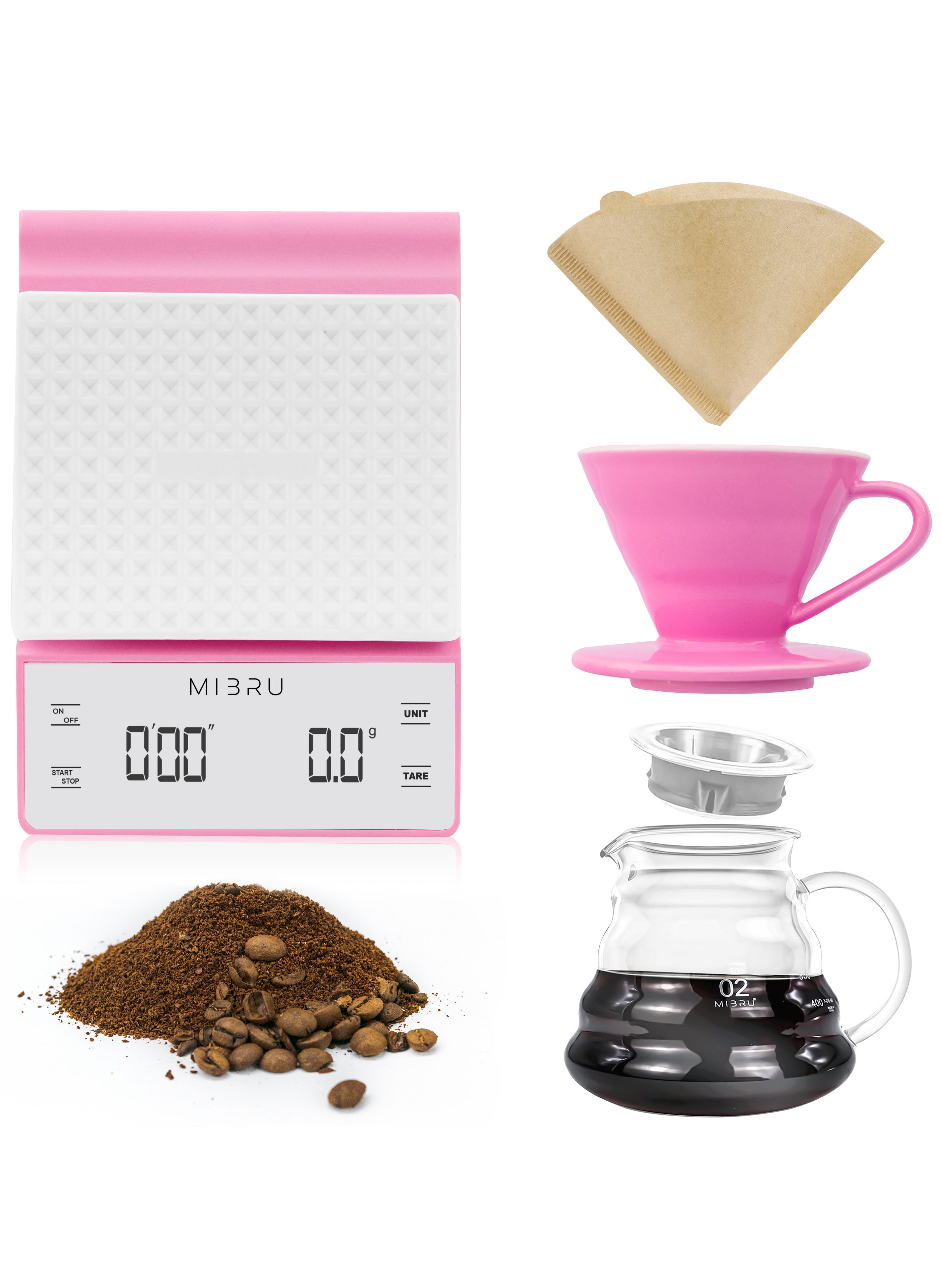 Drip Brew Set Contains Pieces To Drip And Filter Coffee pink (V60 Drip set 4 pcs) 