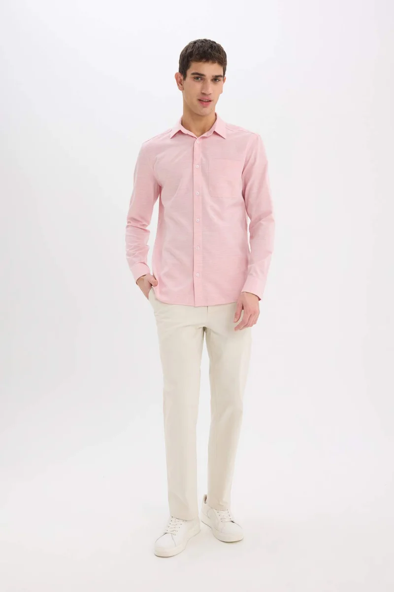 DeFacto Modern Fit Polo Neck Basic Long Sleeve Shirt